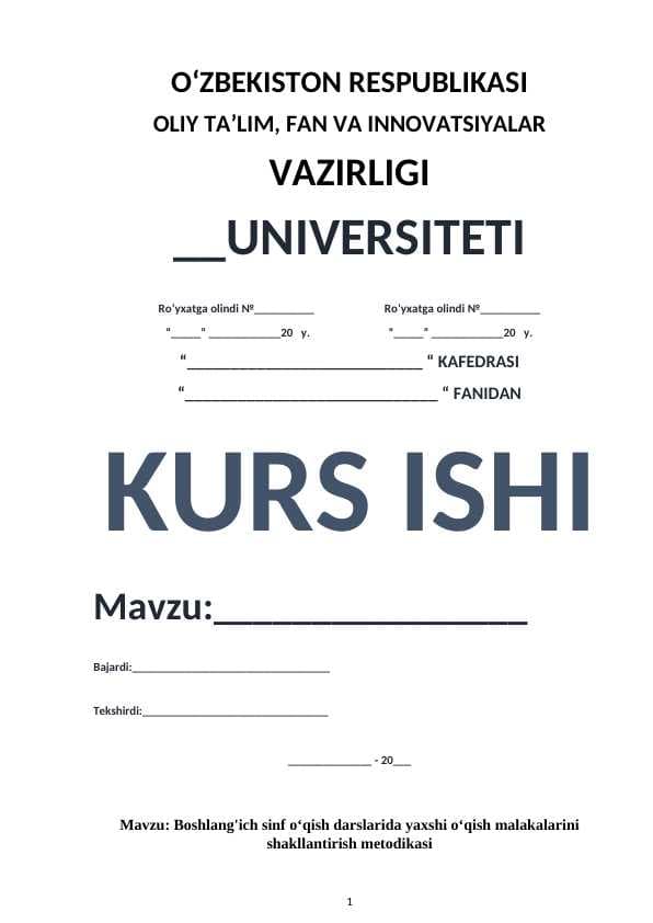 Boshlang'ich sinf o‘qish darslarida yaxshi o‘qish malakalarini shakllantirish metodikasi
