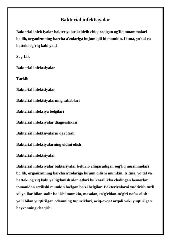 Bakterial infektsiyalar