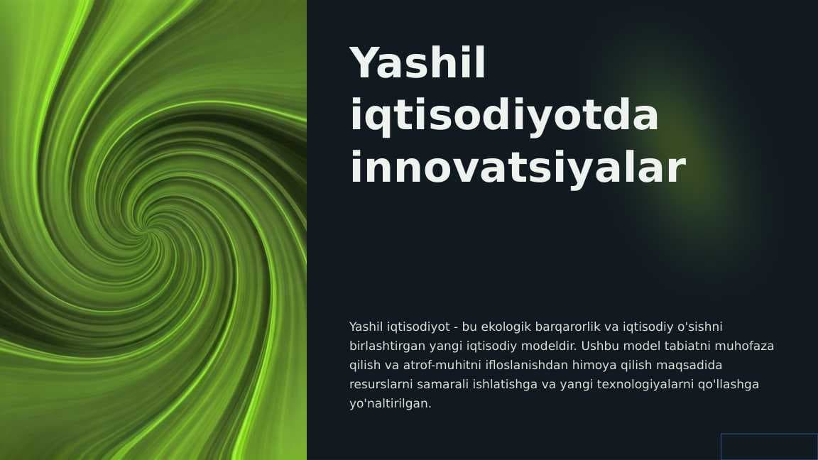 Yashil iqtisodiyotda innovatsionyalar