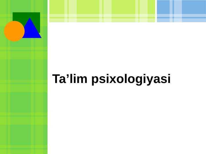 Ta’lim psixologiyasi