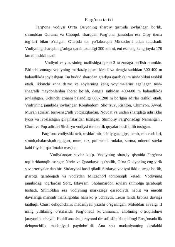 farg'ona tarixi