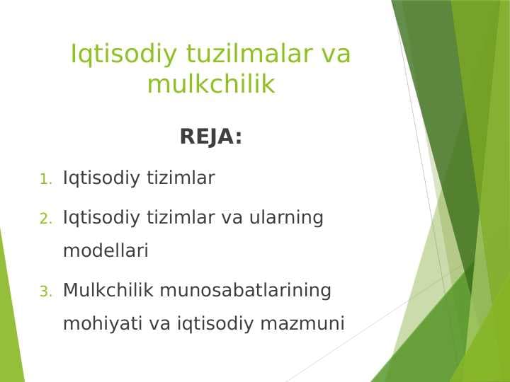 Iqtisodiy tuzilmalar va mulkchilik