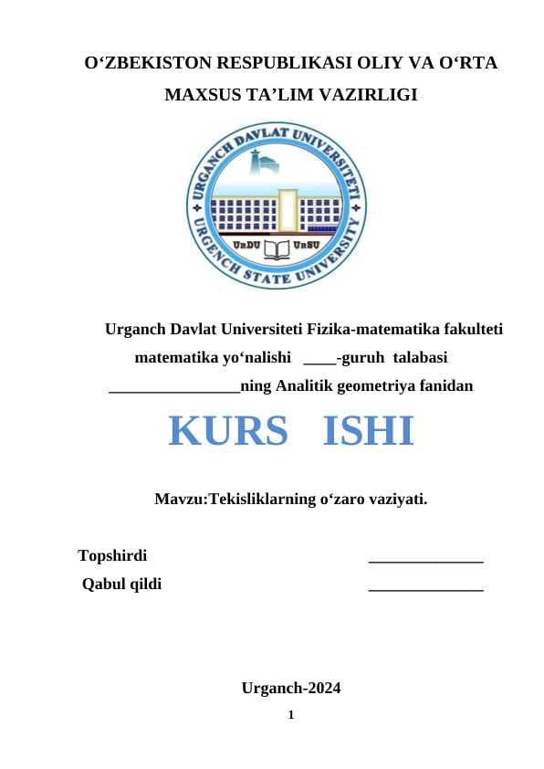 Tekisliklarning o'zaro vaziyati.