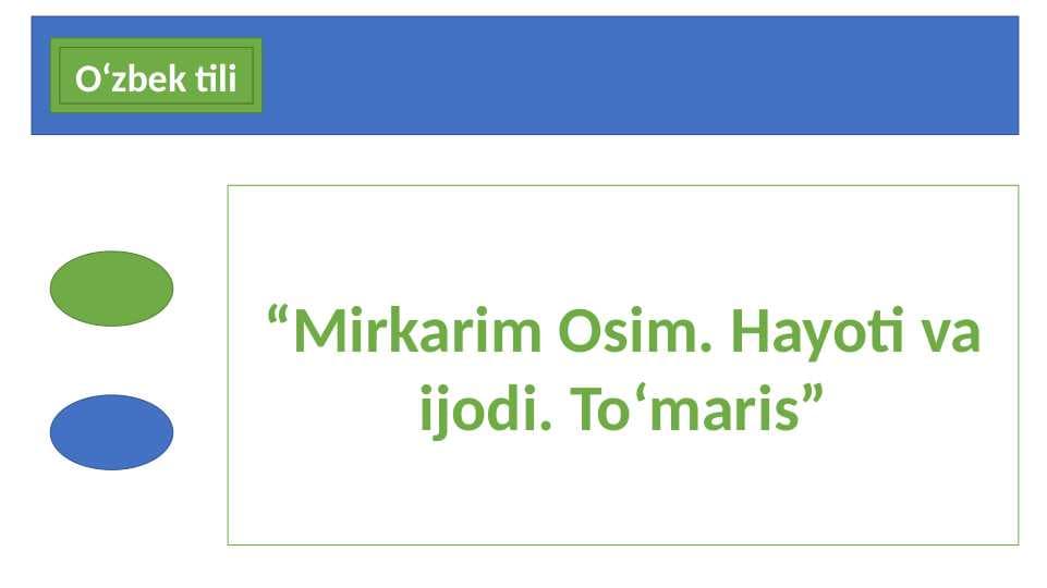 “Mirkarim Osim. Hayoti va ijodi. To‘maris”