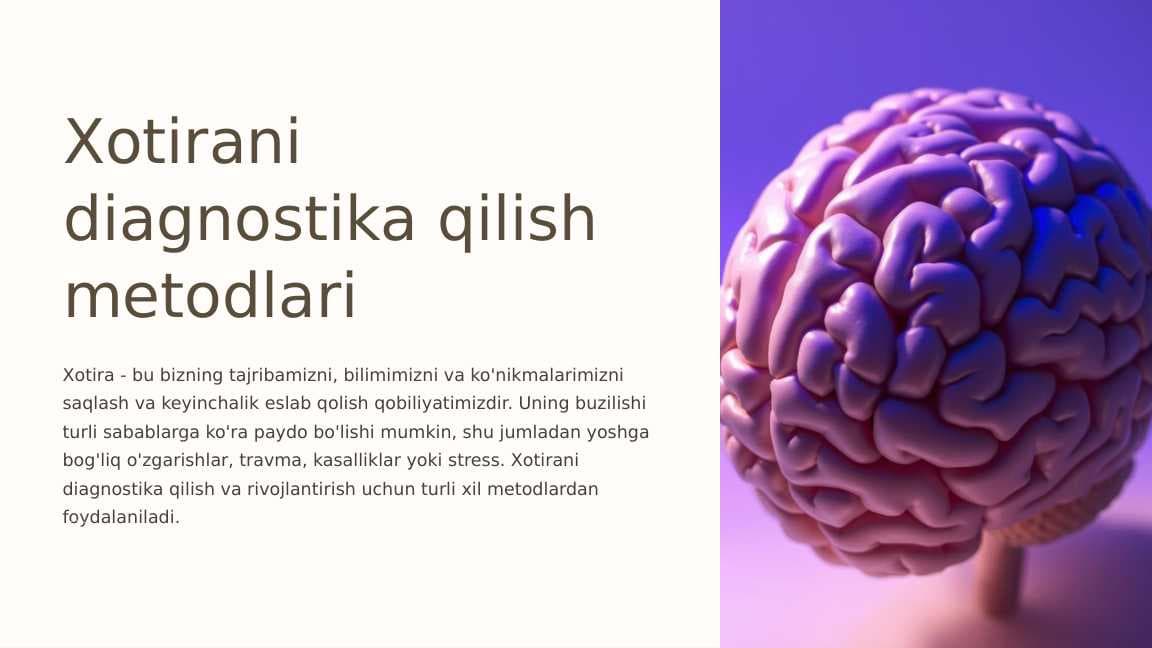 Xotirani diagnostika qilish metodlari