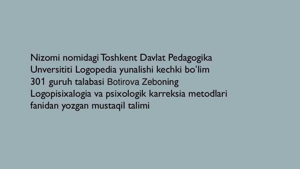 Nutq buzilishlarining psixoprofilaktikasi