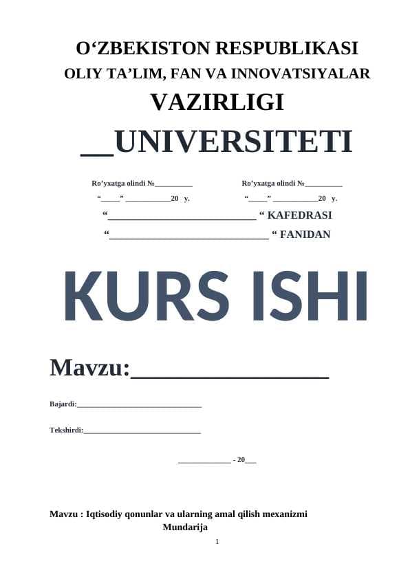 Iqtisodiy qonunlar va ularning amal qilish mexanizmi