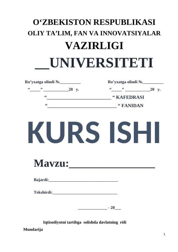 Iqtisodiyotni tartibga  solishda davlatning  ròli