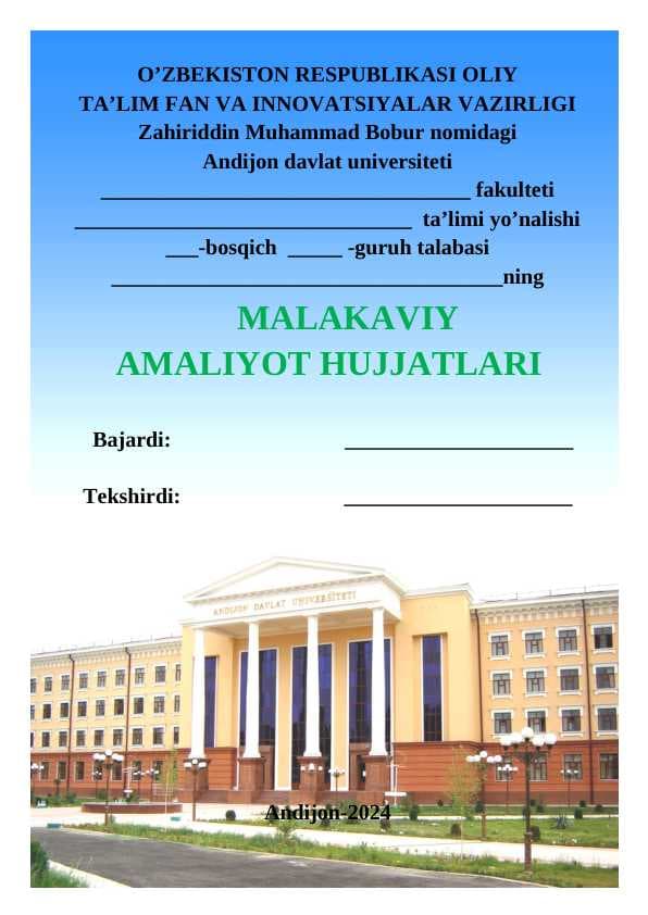 MALAKAVIY AMALIYOT HUJJATLARI jild