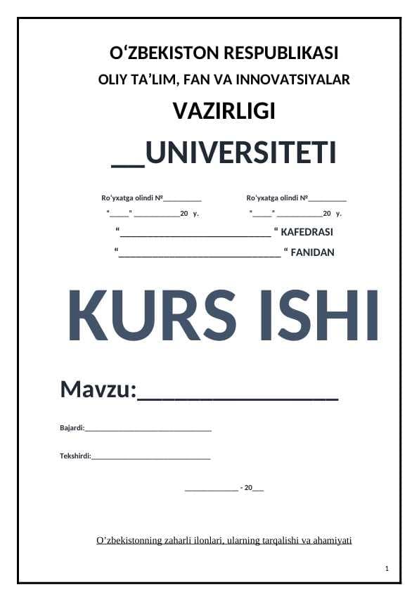O’zbekistonning zaharli ilonlari, ularning tarqalishi va ahamiyati