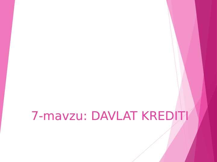 DAVLAT KREDITI