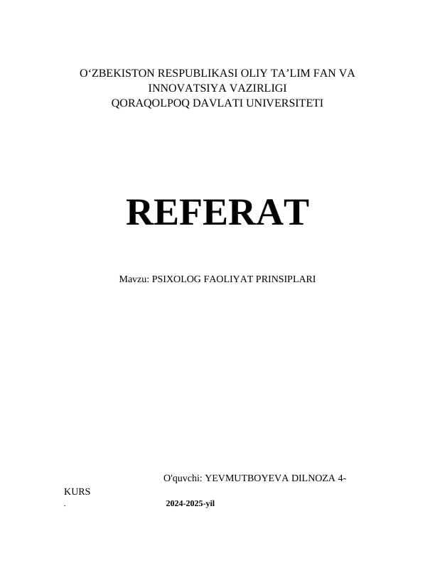 Psixolog faoliyati prinsiplari referat
