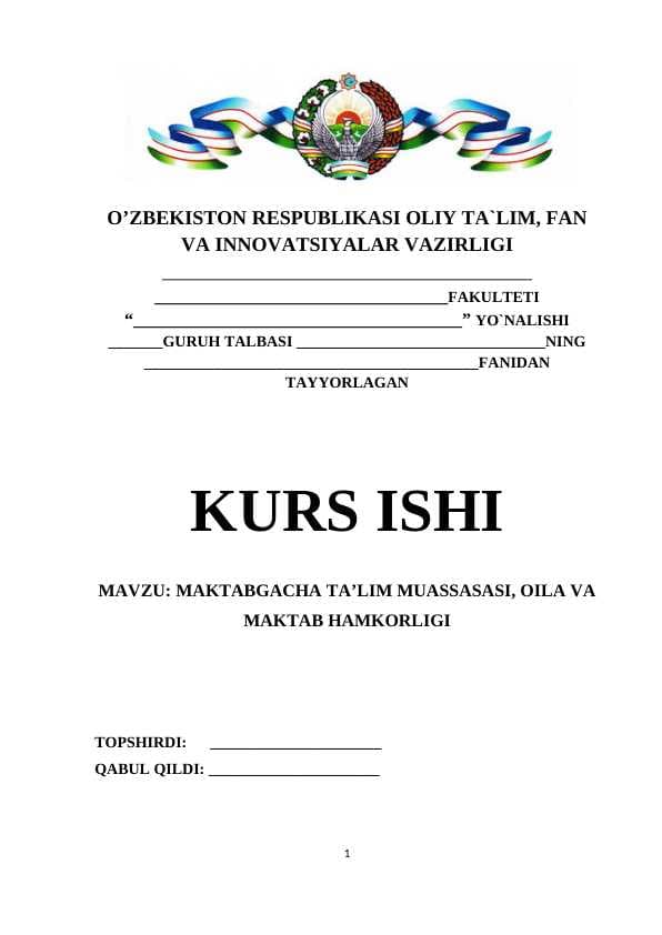 MAKTABGACHA TA’LIM MUASSASASI, OILA VA MAKTAB HAMKORLIGI
