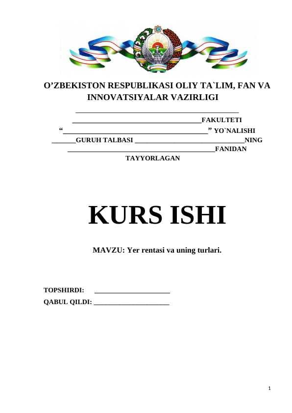 Yer rentasi va uning turlari.