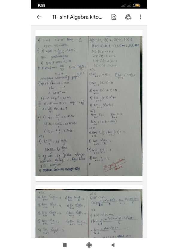 11- sinf Algebra kitob yechimi