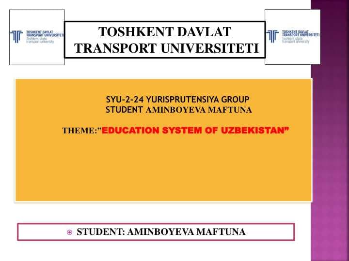 EDUCATION SYSTEM OF UZBEKISTAN