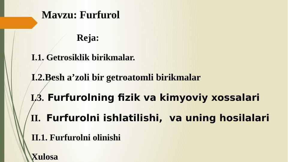 Furfurol taqdimot