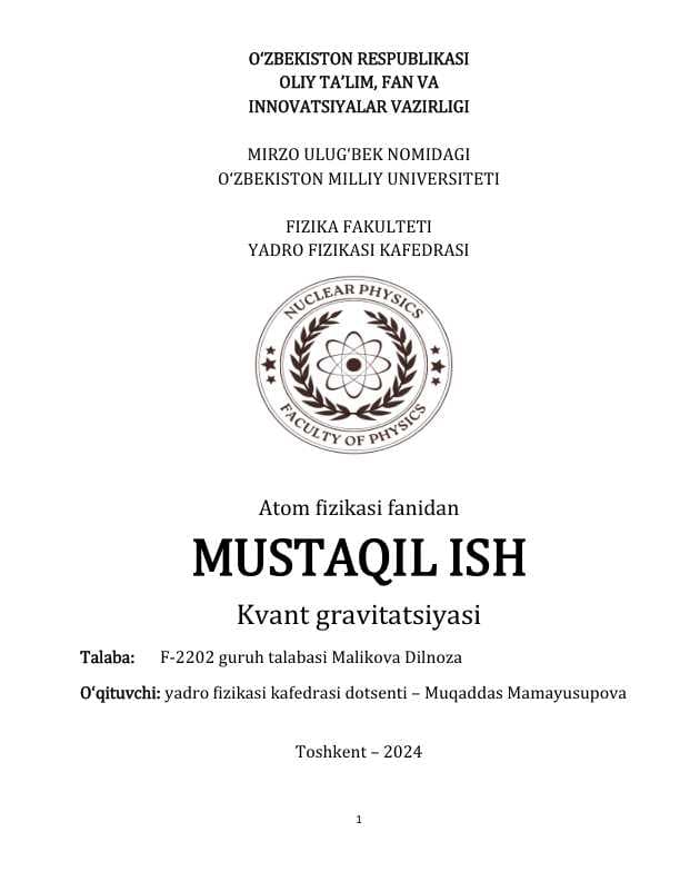 Kvant gravitatsiyasi 4