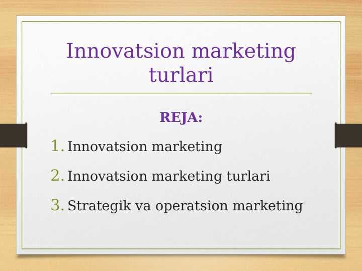 Innovatsion marketing turlari