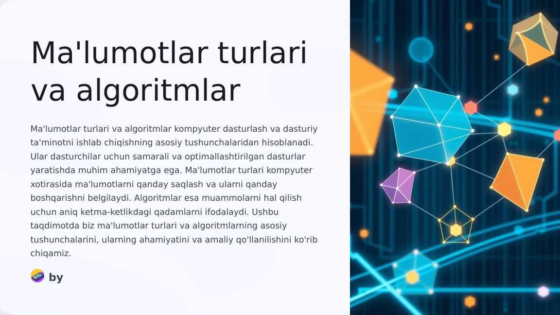 Ma'lumotlar turlari va algoritmlar