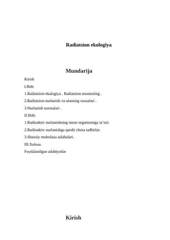 Radiatsion ekologiya