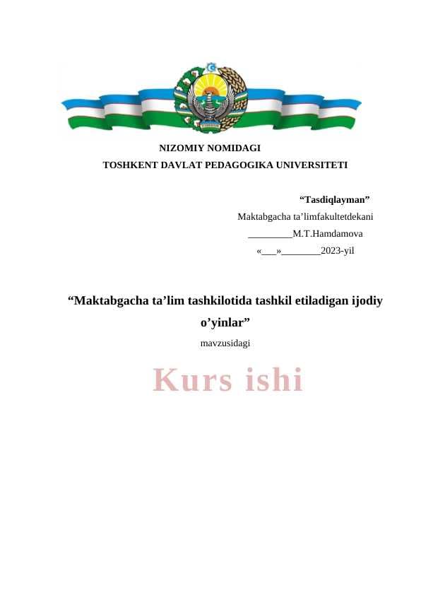 Maktabgacha ta’lim tashkilotida tashkil etiladigan ijodiy o’yinlar
