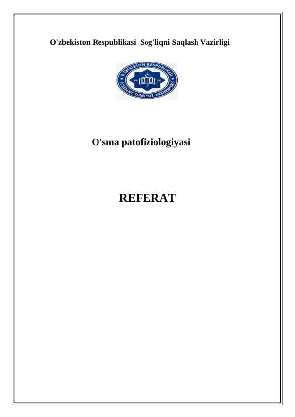 O'sma patofiziologiyasi