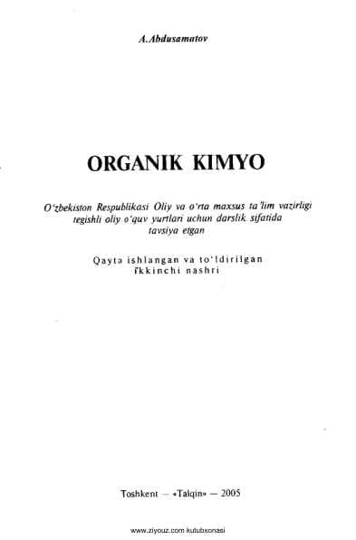 Organik kimyo Abdusamatov