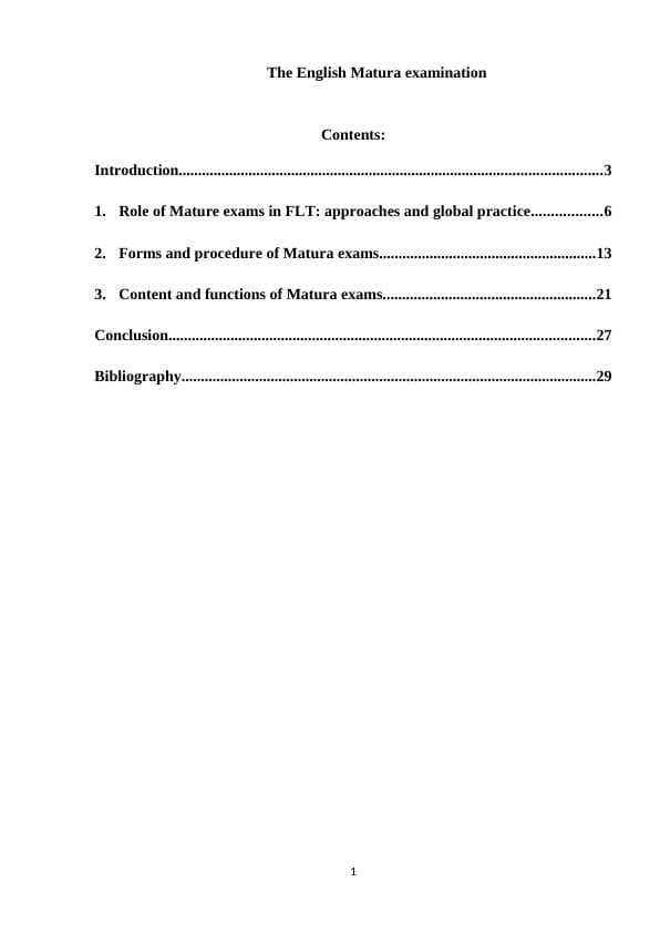 The English Matura examination