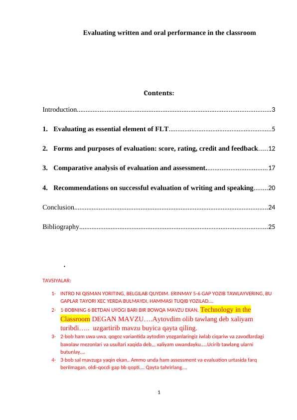 Evaluating written and oral performance in the classroom
