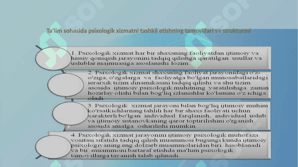 Terminologiyada psixologik xizmatni tashkil etish