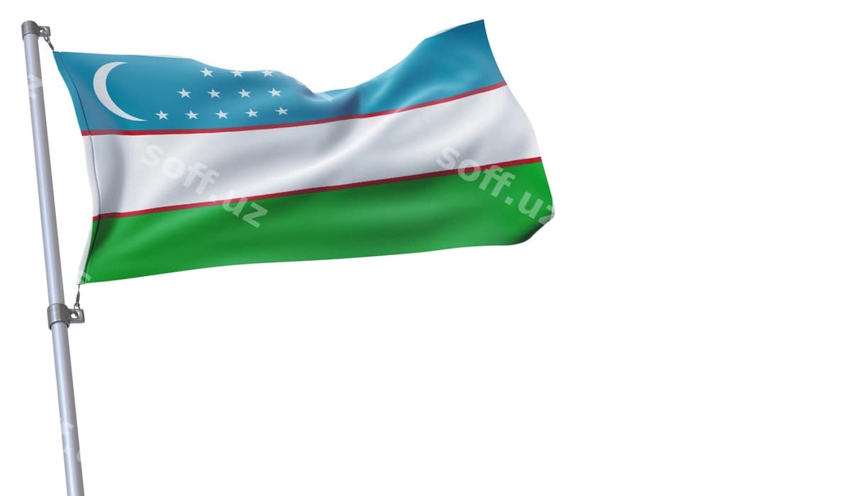 Frontda oq fondagi bayroq | Flag flies front white background