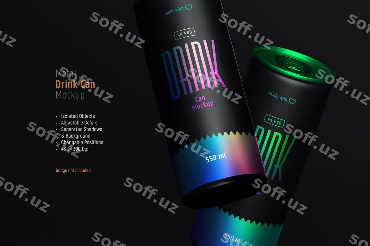 Suza ichimlik qutilari namunasi | Floating drink cans mockup
