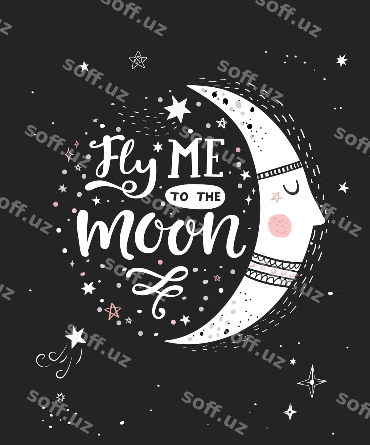 Uch meni oy monokrom poster | Fly me moon monochrome poster