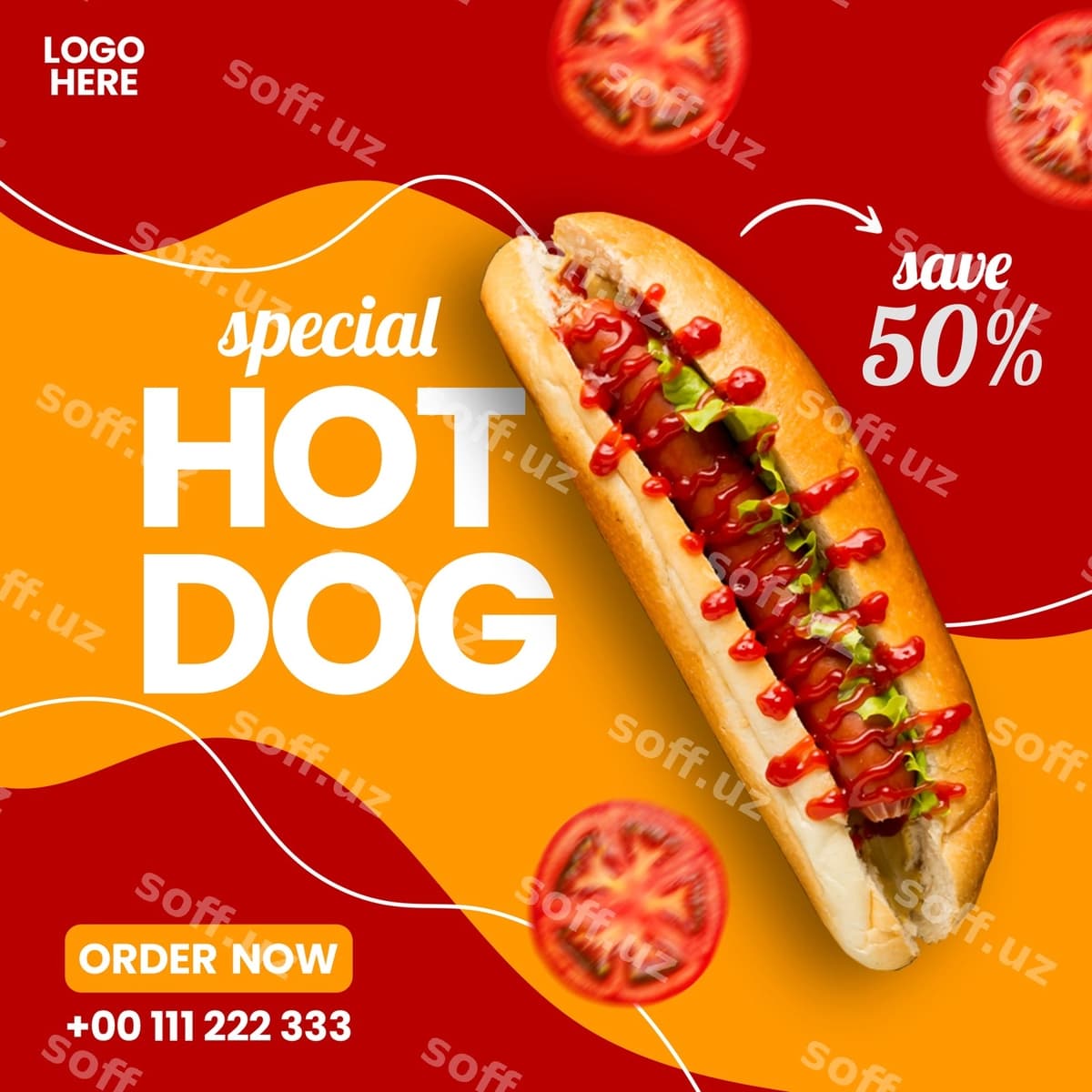 Ovqat menyu ijtimoiy media dizayn shabloni | Food menu social media design template