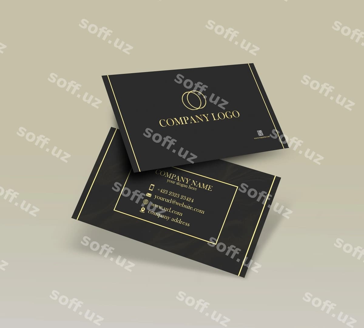 Bepul psd qora mavzuli hashamatli tashrif qog'ozi | Free psd black theme luxury business card