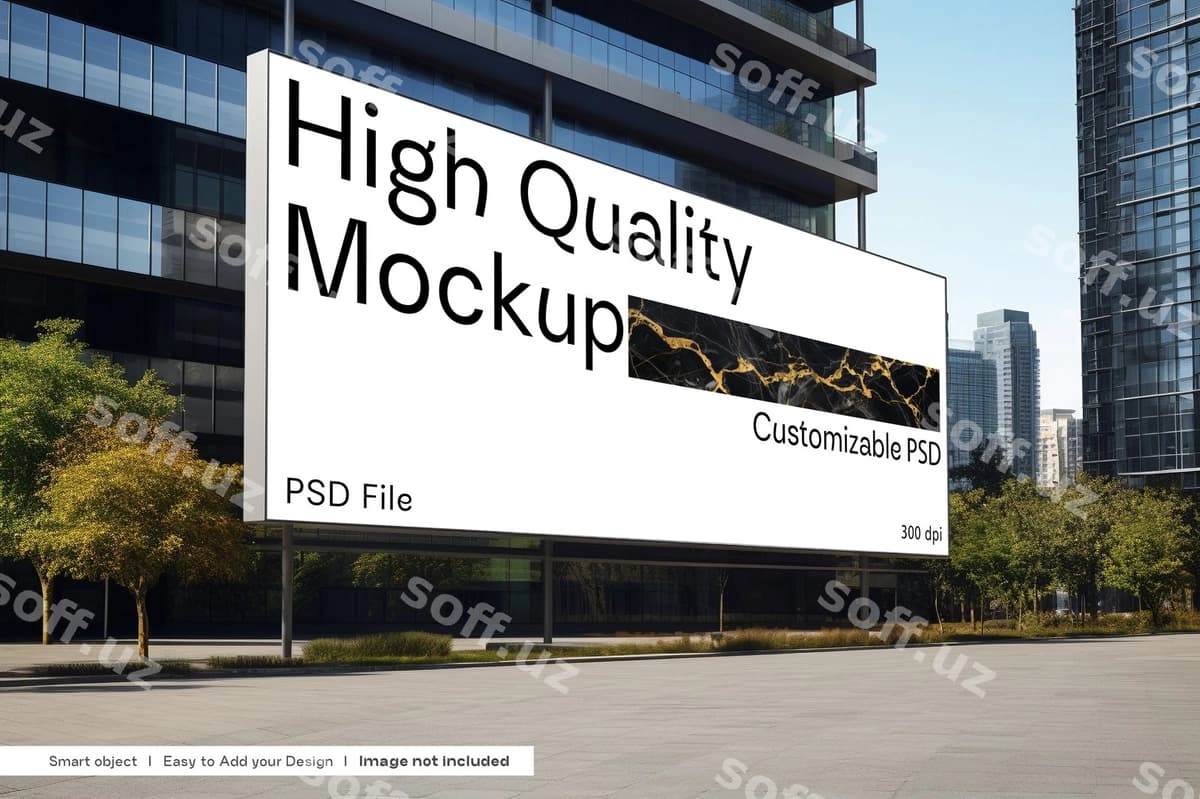 Katta gorizontal billboard mockup psd | Giant horizontal billboard mockup psd