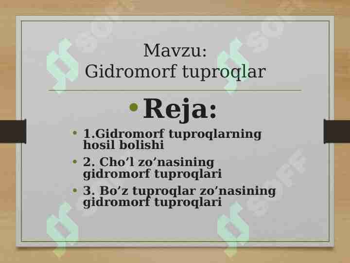 gidromorf tuproqlar