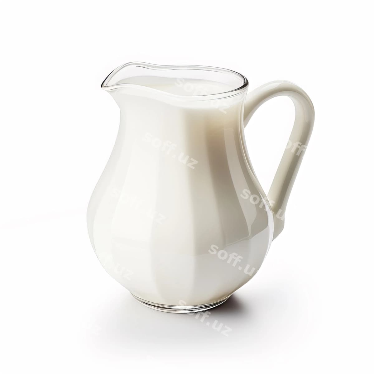 Tutqichli shisha ko‘za, “Sog‘ing | Glass jug with handle that says milk it