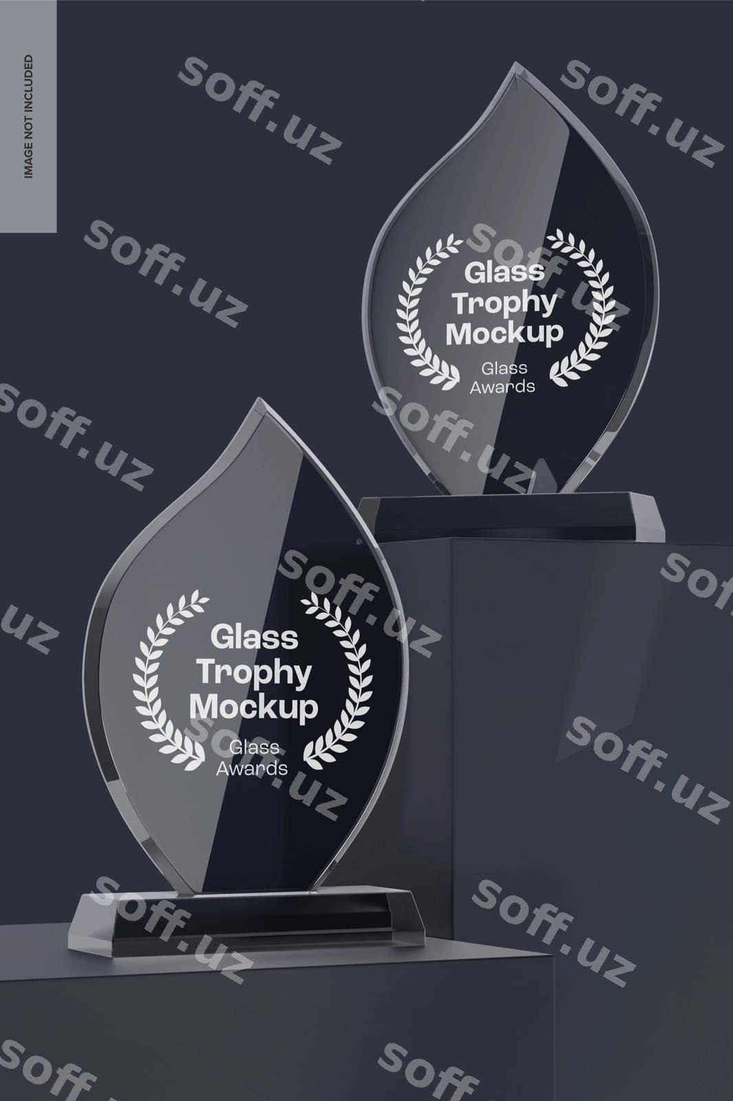 Shisha sovg'alar namunasi chap va o'ng tomondan ko'rinish | Glass trophies mockup left right view