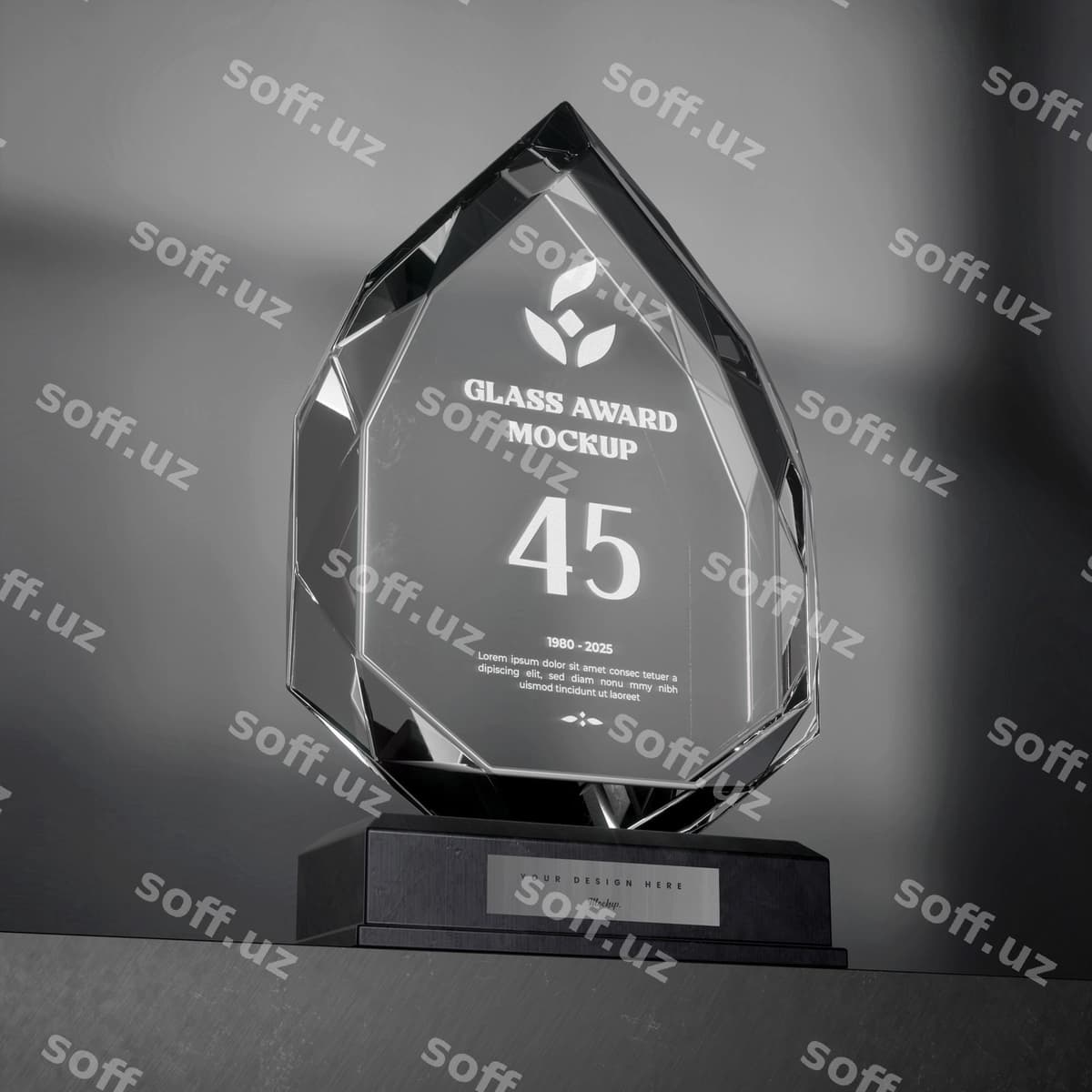 Shisha mukdori mockup dizayni | Glass trophy mockup design