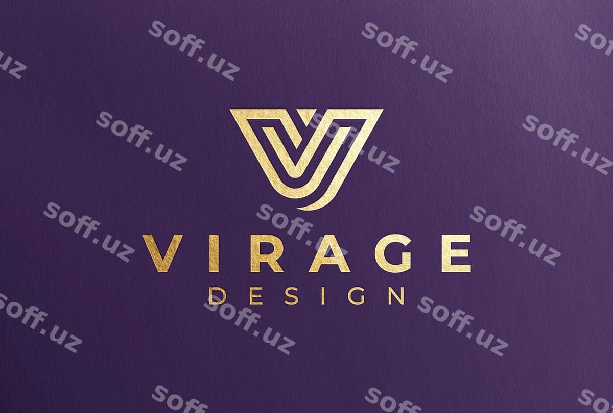 Oltin foliya logotipi mockup binafol rangli qog'oz | Gold foil logo mockup purple paper