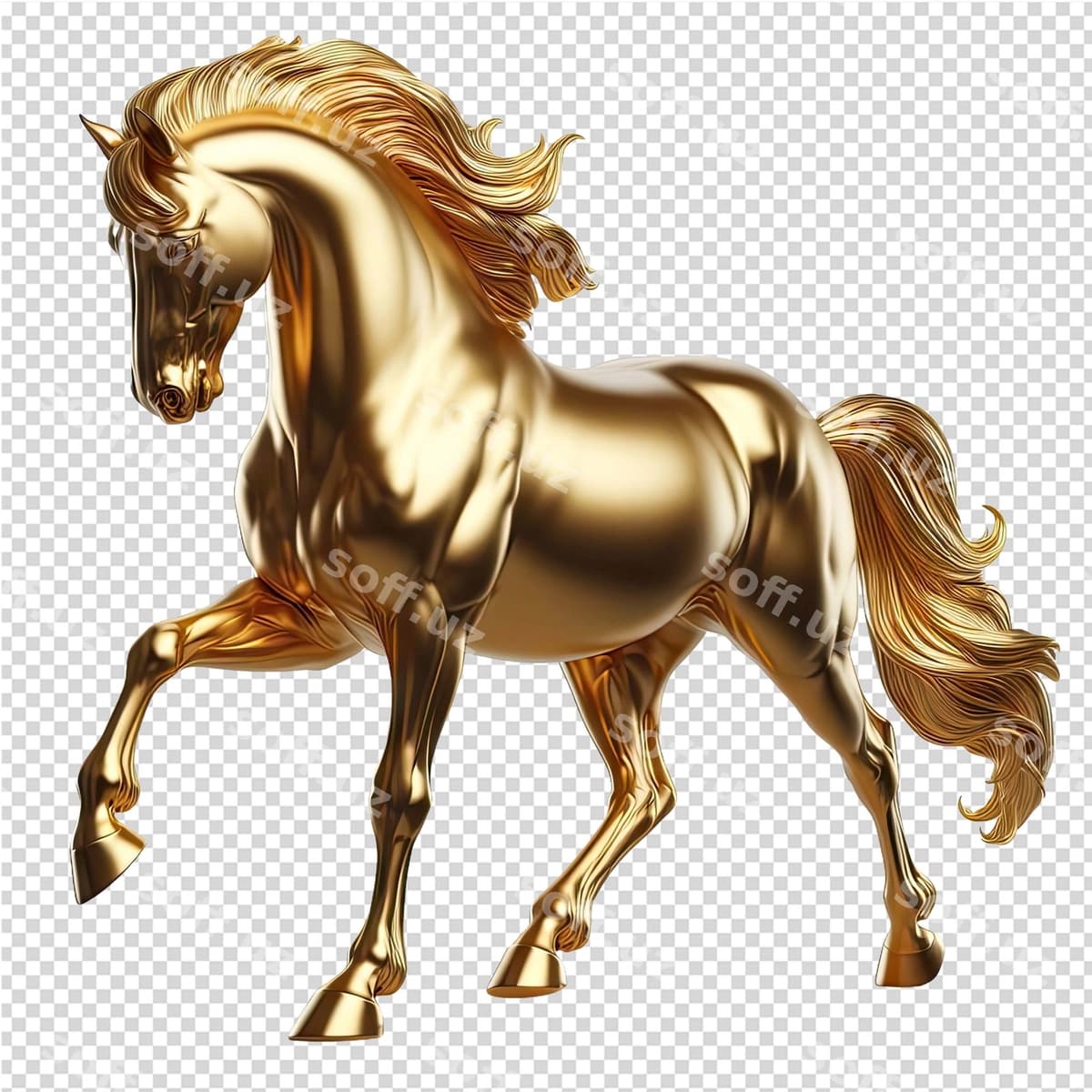 Oltin at oltin soch-dum bilan | Gold horse with gold mane tail