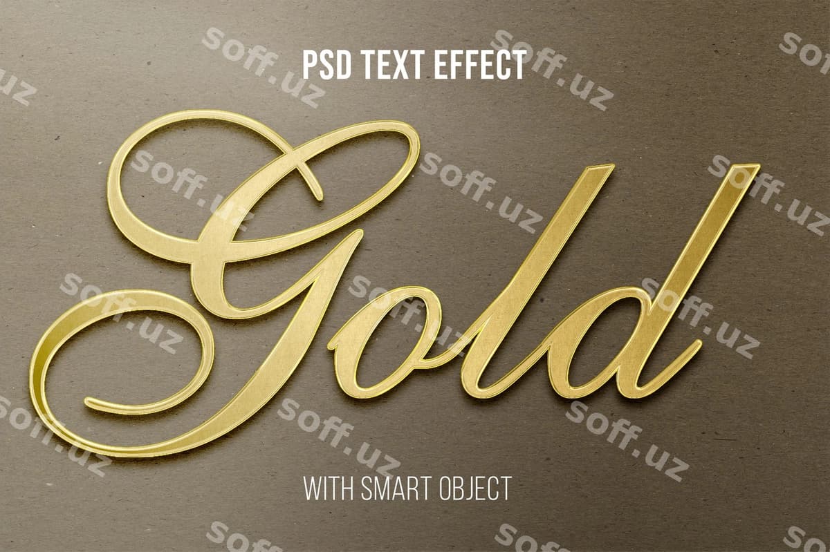 Oltin matn effekti psd aklli obyekt bilan | Gold text effect psd with smart object