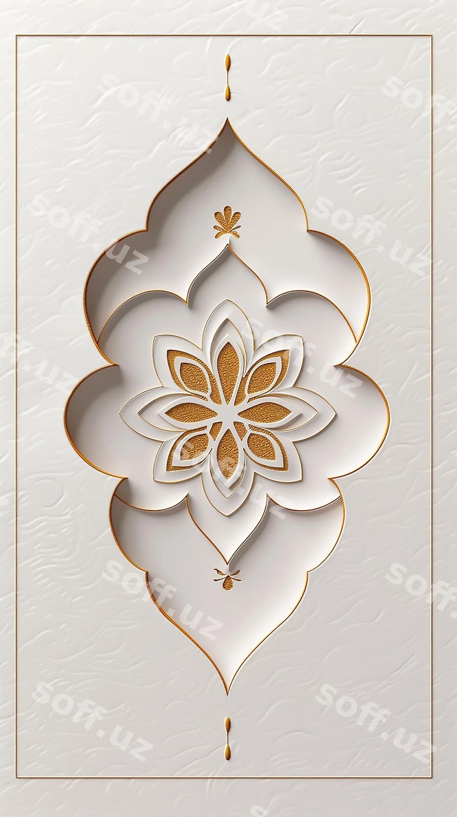 Oltin oq dizayn oq devorda ko'rsatilgan. | Gold white design is shown white wall