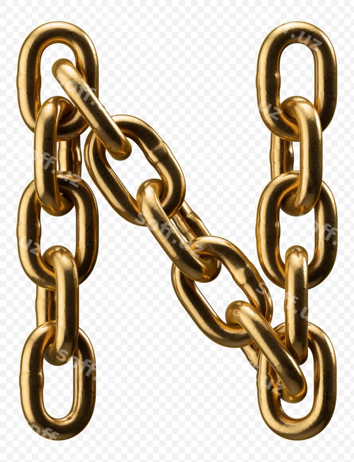 Oltin zanjir lotin alifbosi J harfi ajraltirilgan | Golden chain alphabet letter j isolated