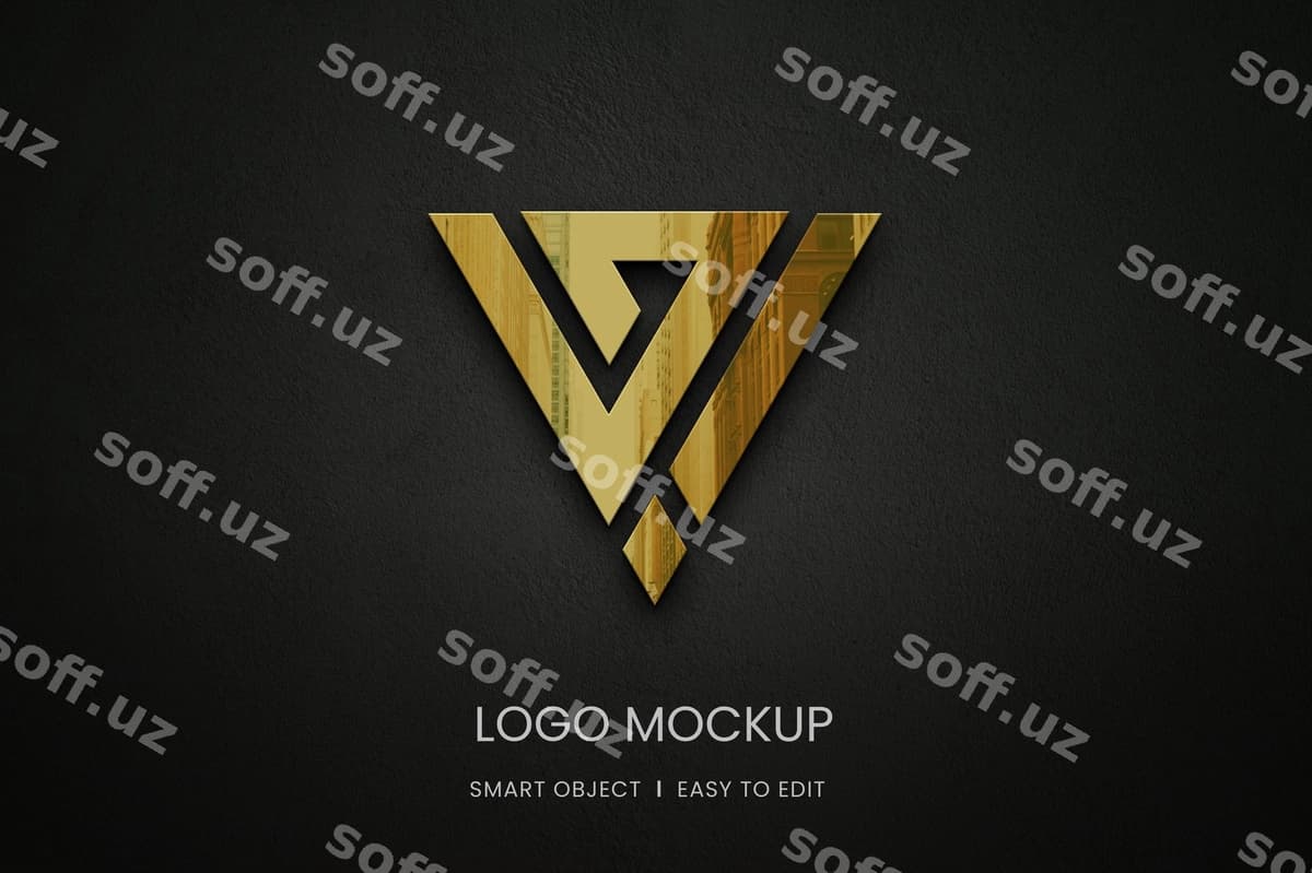 Oltin aks ettiruvchi logotip modeli | Golden reflective logo mockup