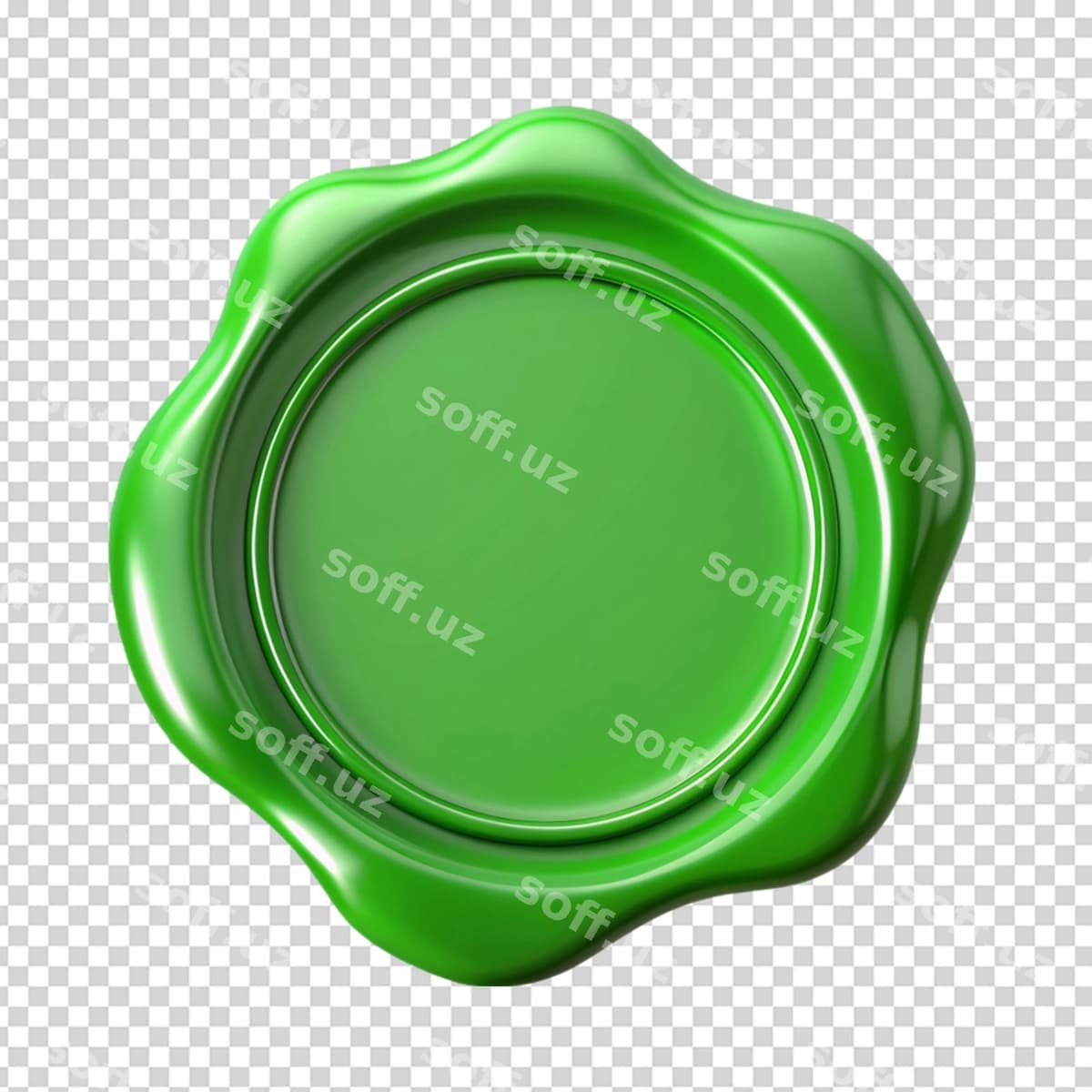 Yashil mum himi ajraltirilgan oq fonda | Green wax seal isolated white background