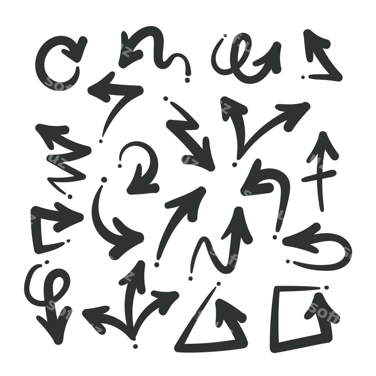 Qollanma oʻstirishlar toʻplami | Hand drawn arrow collection