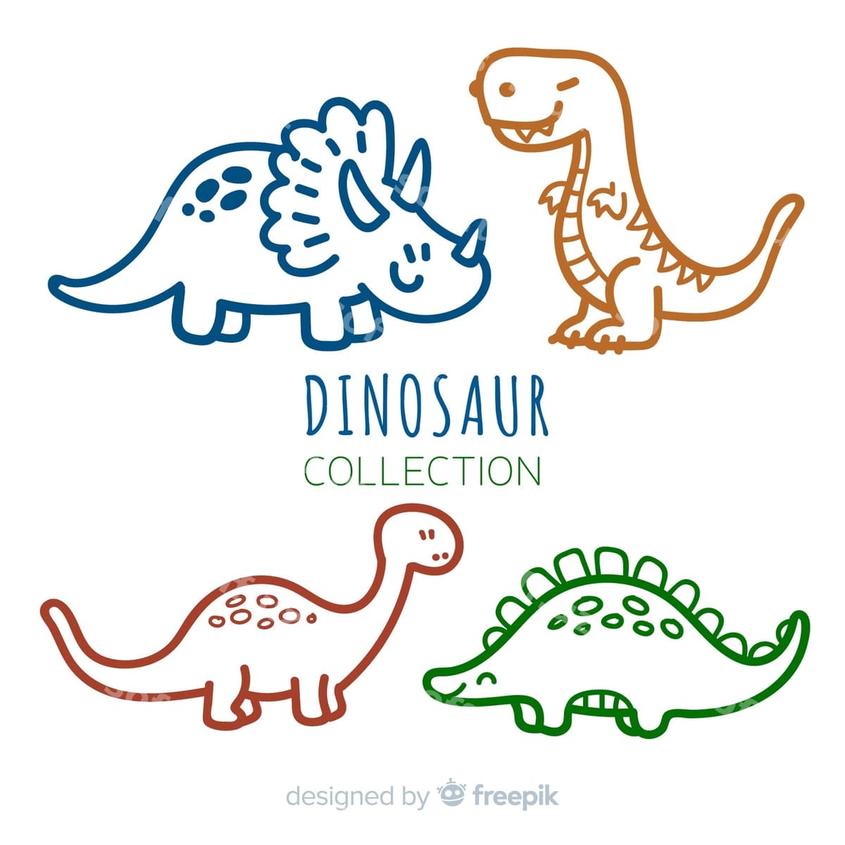 Qoʻl bilan chizilgan dinozavrlar to'plami | Hand drawn dinosaur collection